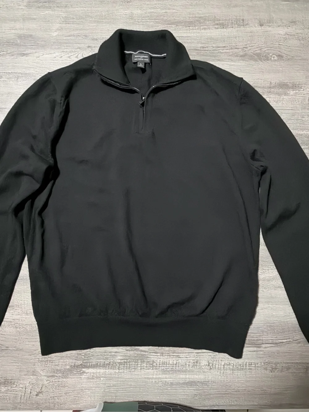 Banana Republic Men's Black 1/4 Zip Sweater Large 100% Merino Wool Pullover